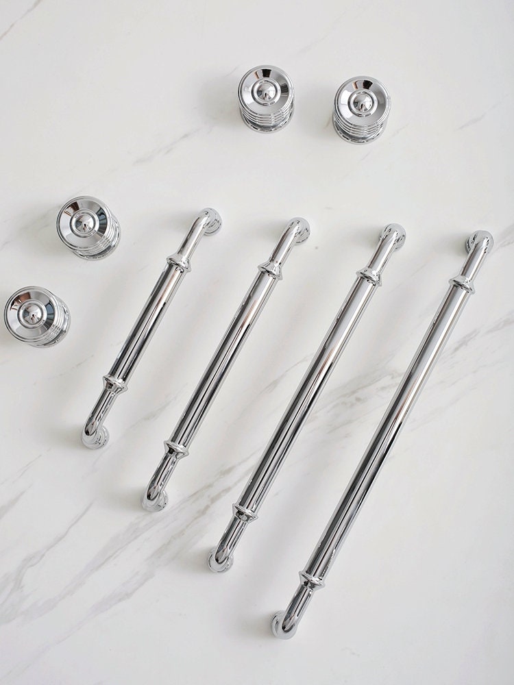 Traditional silver curved cabinet bar handle/Shiny silver drawer pull/silver chrome door handle/brass furniture hardware/kitchen hardware