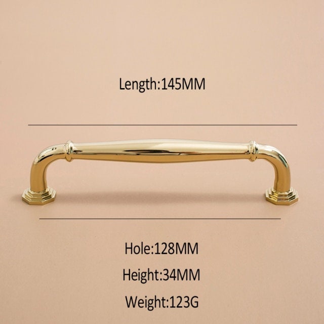 Vintage octagonal design shiny gold drawer pull/Classic gold curved cabinet handle/Shiny Gold octagon shaped door knob and retro curved pull