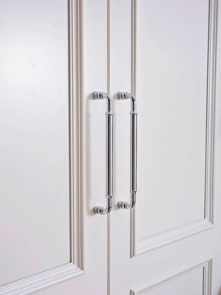 Traditional silver curved cabinet bar handle/Shiny silver drawer pull/silver chrome door handle/brass furniture hardware/kitchen hardware