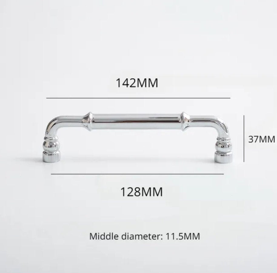 Traditional silver curved cabinet bar handle/Shiny silver drawer pull/silver chrome door handle/brass furniture hardware/kitchen hardware