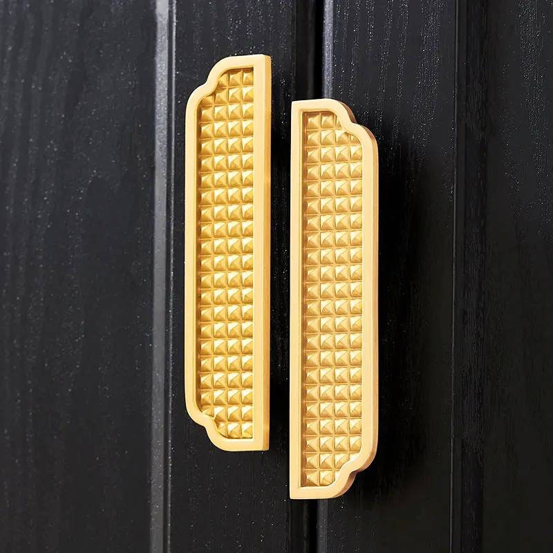 Geometric gold brass cabinet pull/Textured brass drawer pull/Modern style door handle/ furniture hardware/kitchen handles/home improvement