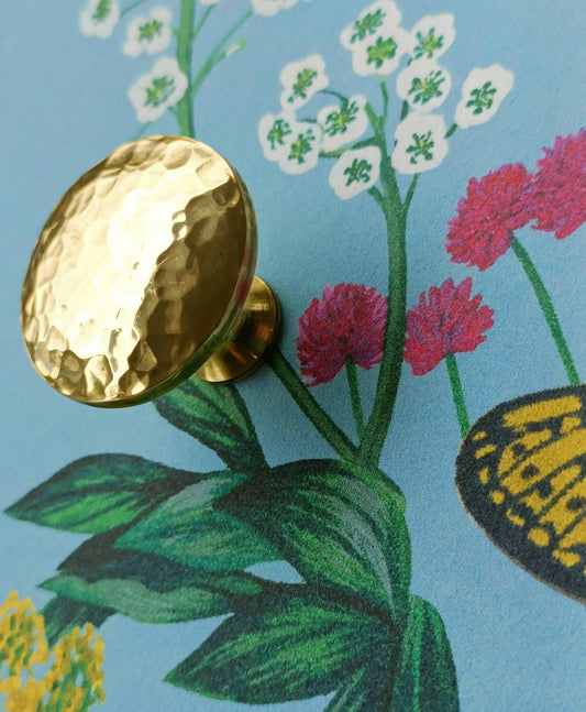 Round shiny hammered brass drawer handle/Textured gold brass cabinet pull/Brass kitchen renovation hardware/Shiny gold brass door knob