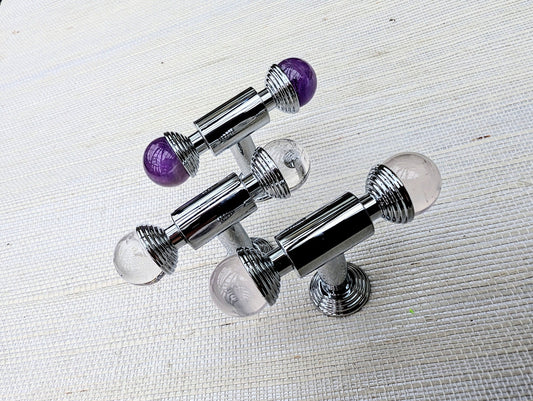 Silver cabinet handle with crystals/Solid chromed brass and gemstone drawer pull/Crystal door handle/wardrobe handle/Crystal door handle