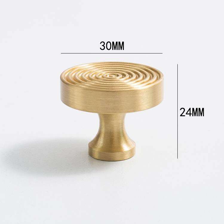 Chunky matte gold brass echo pattern drawer handle/brass furniture hardware/Mid century modern drawer knob/Gold brass retro cabinet pull