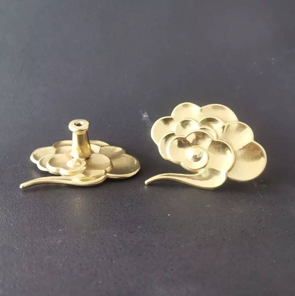 Shiny Golden floating cloud shaped door handles in left or right facing design solid brass Cabinet Pull Knob  furniture hardware upcycling