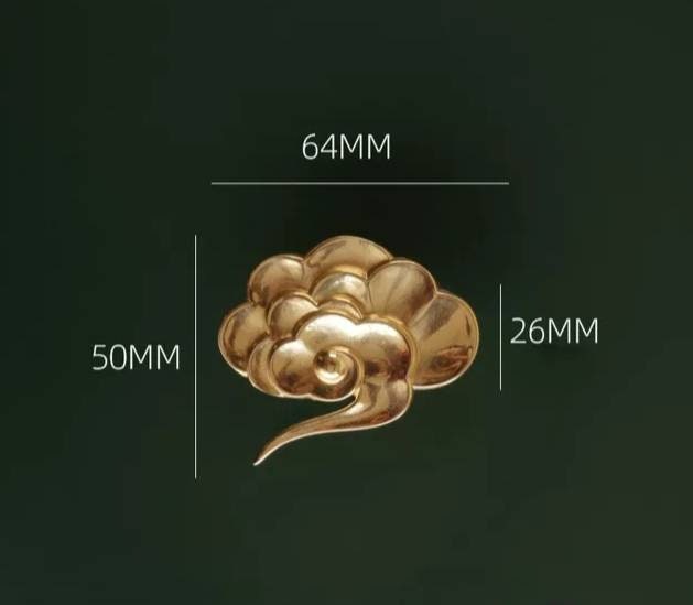 Shiny Golden floating cloud shaped door handles in left or right facing design solid brass Cabinet Pull Knob  furniture hardware upcycling