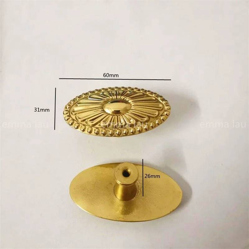 Gold ornate design cabinet handle/Solid brass oval drawer pull/Victorian style oval door handle/Antique style door knob/Gold brass hardware