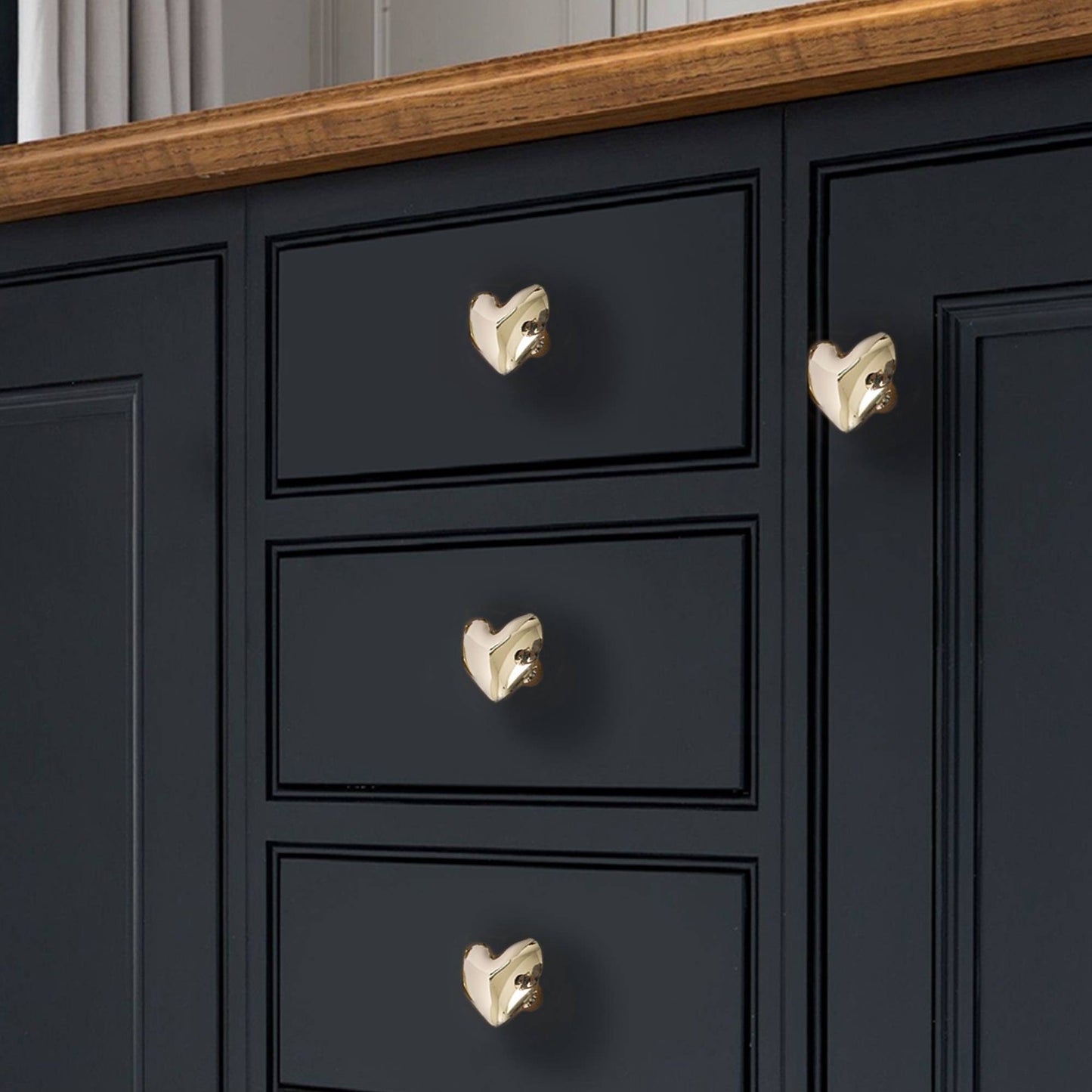 Gold or Silver smooth shiny polished heart shaped cabinet pull/Brass heart shaped drawer handle/Polished shiny gold heart design door knob