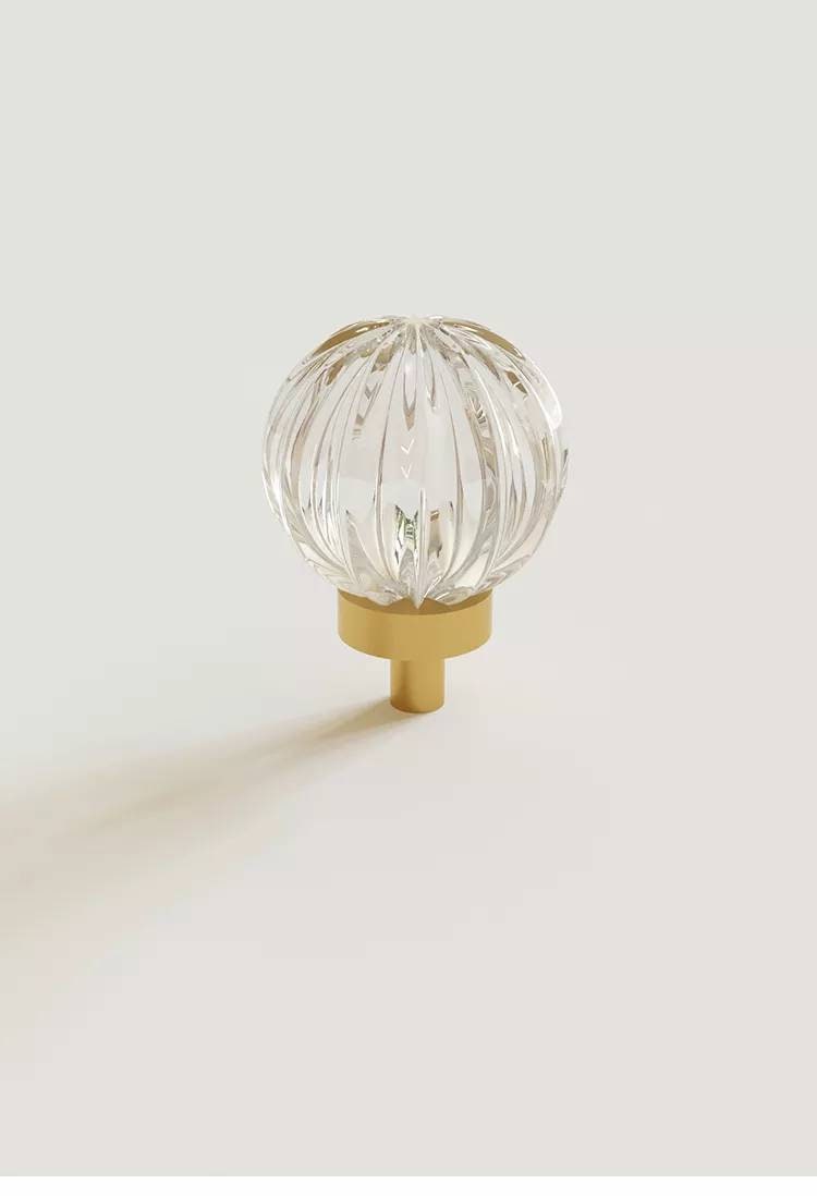 Round pumpkin or balloon shaped lucite cabinet pull/Transparent door knob/Vintage design clear acrylic drawer handle/retro style hardware