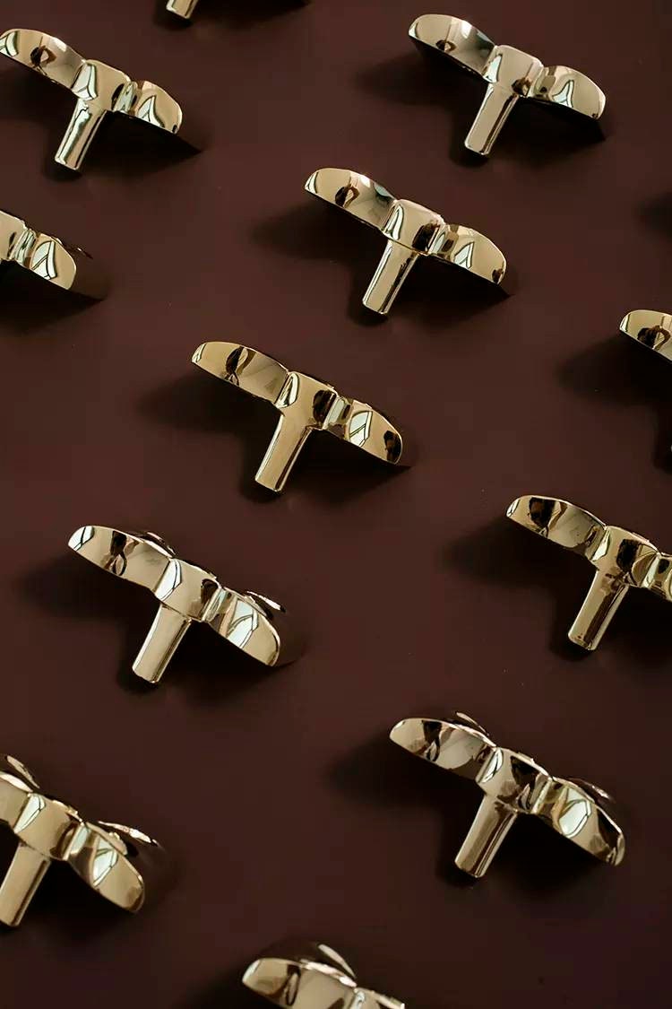 Cute shiny Gold or Silver bow shaped cabinet pull/Ribbon bow drawer handle/Gold or Silver furniture hardware/Ribbon bow nursery door knob