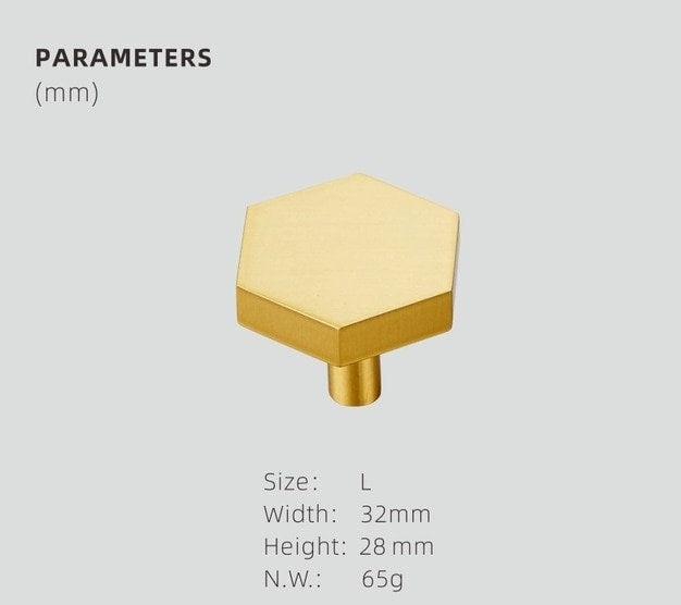 Gold, Black or Bronze Hexagonal drawer handle/Brass geometric cabinet handle/hexagon shaped drawer knob/brass furniture hardware/IKEA hack