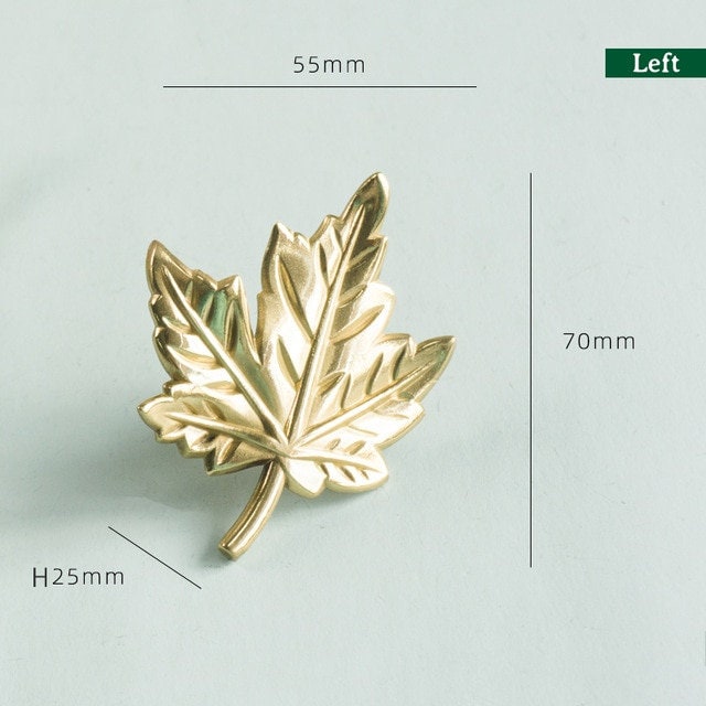 Gold maple leaf cabinet pull/Brass leaf shaped door handle/Autumn leaves drawer knob/Maple leaves/furniture hardware/gold cabinet handle