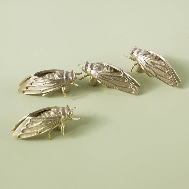 Gold brass cicada insect shaped cabinet pull/Insect door handle/Gold bug drawer handle/Brass beetle door knob/Unique gold furniture hardware