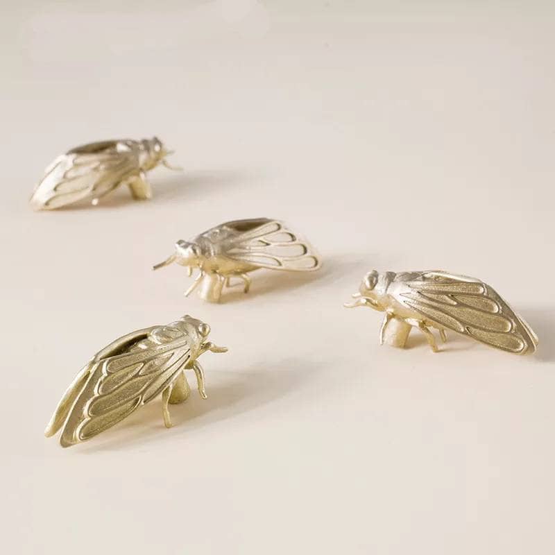 Gold brass cicada insect shaped cabinet pull/Insect door handle/Gold bug drawer handle/Brass beetle door knob/Unique gold furniture hardware