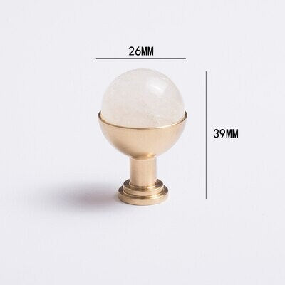 Semi precious stone ball and brass egg cup drawer handle/marble ball and brass cabinet handle/stone furniture hardware/gemstone door knob