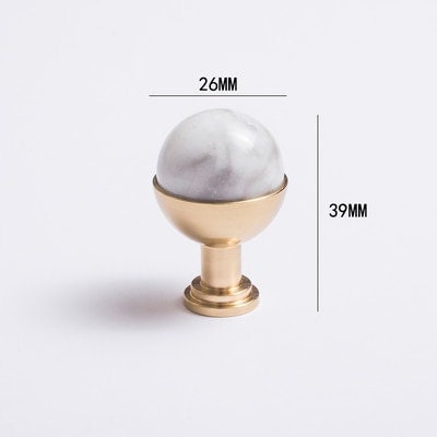 Semi precious stone ball and brass egg cup drawer handle/marble ball and brass cabinet handle/stone furniture hardware/gemstone door knob