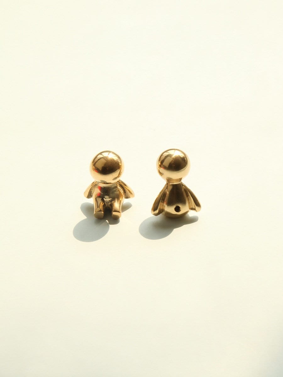 Gold brass man cabinet handle/Small man shaped door handle/Cartoon shaped figurine drawer handle/Child shaped brass furniture hardware