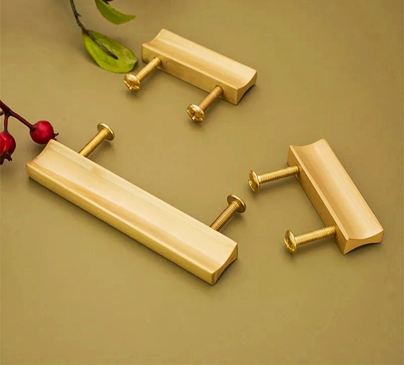 Simple gold brass bar handle/Extra long cabinet handle/home improvement hardware/modern brass kitchen hardware/Brass wardrobe handle