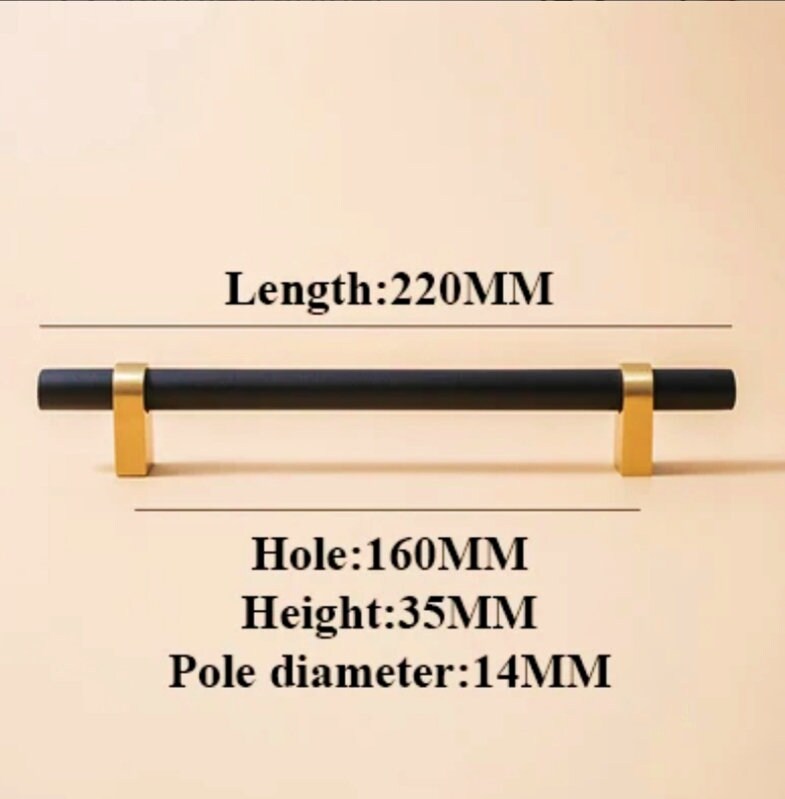 Black and Gold cabinet bar pulls/Wooden drawer handles/kitchen furniture hardware/black cabinet door handles/modern hardware/Brass door pull
