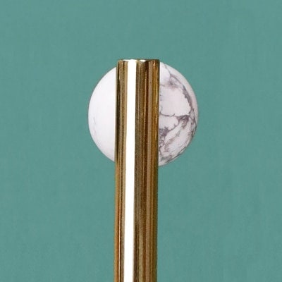 Shiny gold brass bar handle resting on semi precious stone balls/colourful cabinet handle/stone furniture hardware/crystal drawer pull