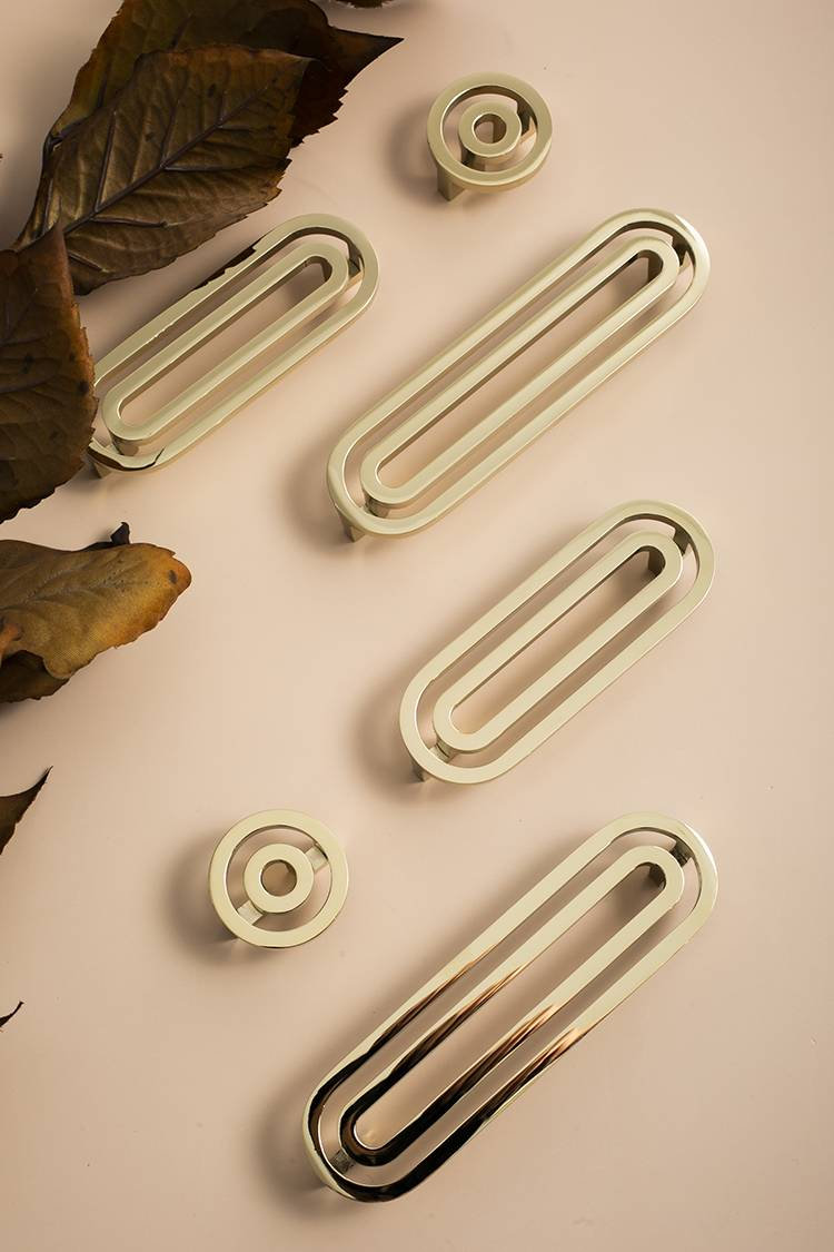 Shiny gold outline pattern handle/large cabinet pull/big door handle/Wide gold drawer pull/kitchen furniture hardware/mid century modern