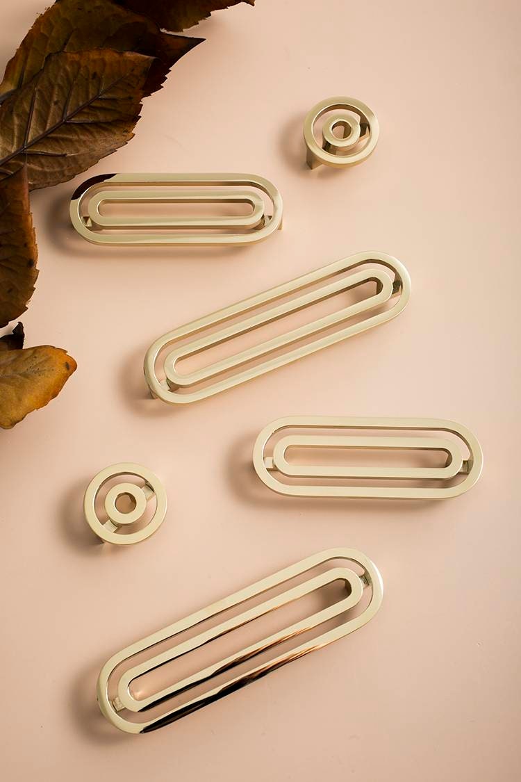 Shiny gold outline pattern handle/large cabinet pull/big door handle/Wide gold drawer pull/kitchen furniture hardware/mid century modern