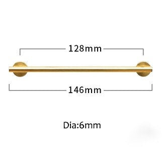 Shiny Gold Brass 6mm thick bar pull handle with round backplates/shiny gold drawer pull/kitchen furniture hardware/retro gold door handle