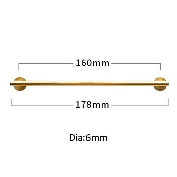 Shiny Gold Brass 6mm thick bar pull handle with round backplates/shiny gold drawer pull/kitchen furniture hardware/retro gold door handle
