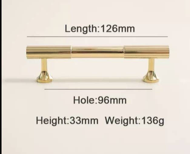 Shiny gold brass bar handle/bar handle with a line pattern/polished metal cabinet handle/home improvement hardware/kitchen cabinet handle