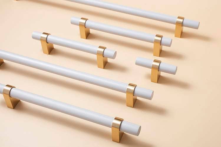 Light Grey and Gold cabinet bar pull/ wooden drawer handles/nursery furniture hardware/gray cabinet door handles/children's furniture handle