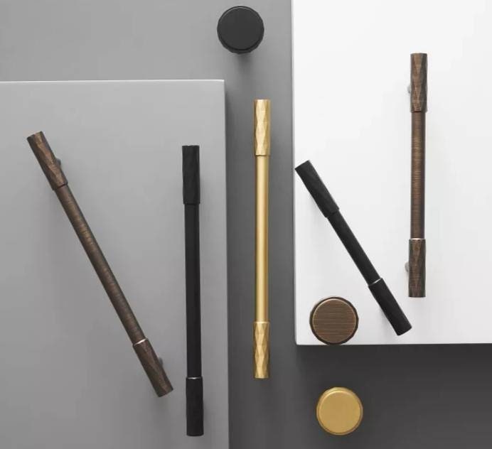 End section diamond knurled pattern cabinet bar pull/gold knurled drawer pull/bronze kitchen hardware/matte black cabinet pull/grip pull