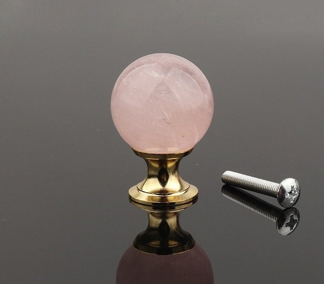 Semi precious stone ball drawer knob/Crystal drawer pull/Round gemstone cabinet handle/Amethyst door knob/Quartz crystal handle/Jade handle