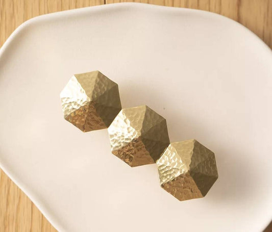 Textured brass octagonal pyramid drawer pull/geometric cabinet handle/gold furniture hardware/classic shaped door handle/hexagonal door knob