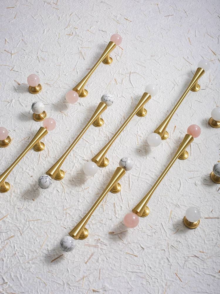 Gold scroll shaped cabinet handle with crystal detail/Solid brass and gem drawer pull/Crystal door handle/wardrobe handle/Stone door knob