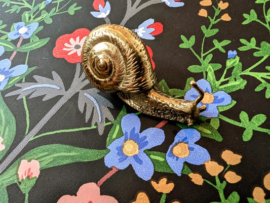 Gold Garden Snail Cabinet Pull/Snail shaped solid brass door handle/Snail drawer pull/Quirky door knob/ DIY brass Furniture hardware