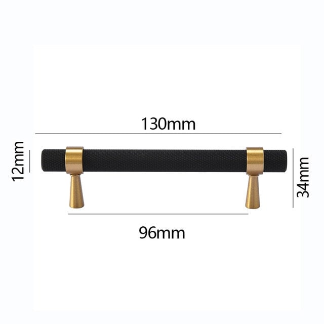 Black and gold knurled cabinet bar handle/textured brass drawer pull/ kitchen cabinet handle/modern furniture hardware/cabinet door handle