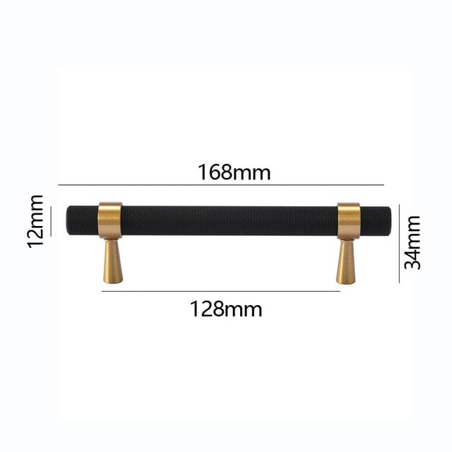 Black and gold knurled cabinet bar handle/textured brass drawer pull/ kitchen cabinet handle/modern furniture hardware/cabinet door handle