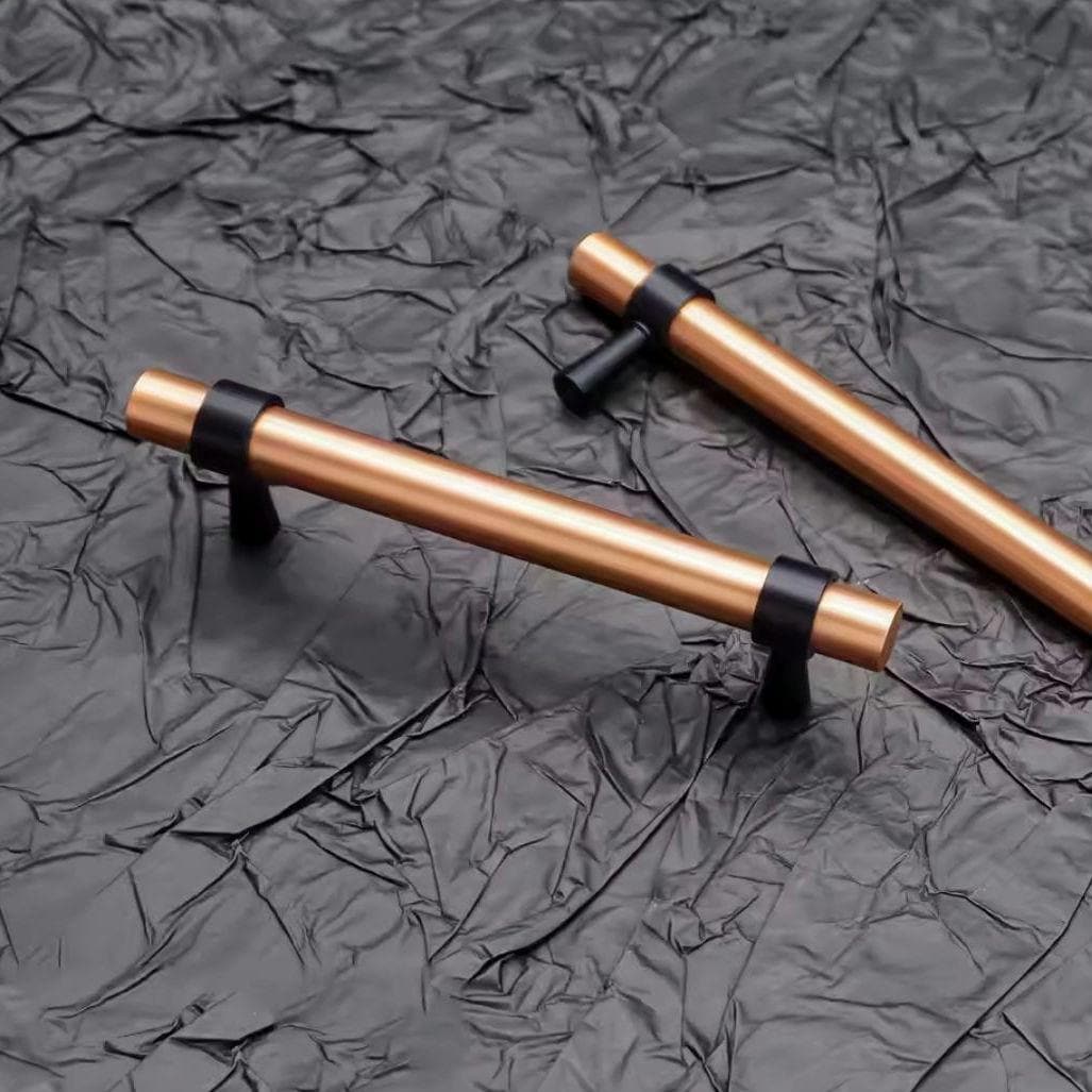 Rose Gold and Black cabinet bar handles/copper and black drawer pull/kitchen hardware/renovation project door handle/rose gold cabinet pulls