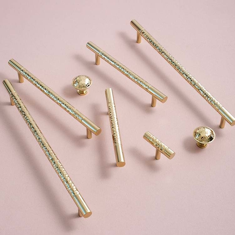 Glittery gold hammered brass cabinet bar handle/Shiny brass drawer pull/textured solid gold brass door handle/Gold brass furniture hardware