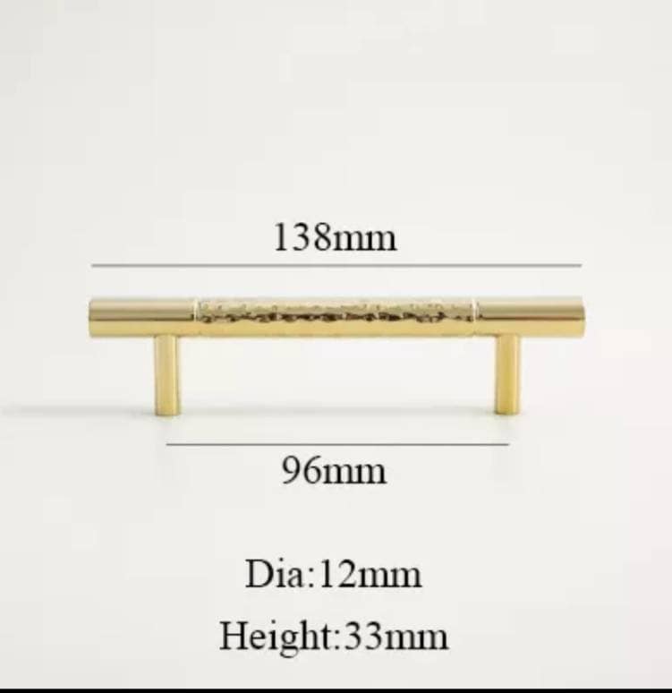 Glittery gold hammered brass cabinet bar handle/Shiny brass drawer pull/textured solid gold brass door handle/Gold brass furniture hardware