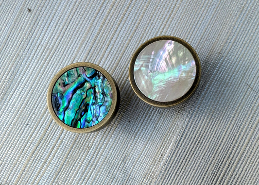 Bronze Iridescent Pearl Shell Drawer Pull/Abalone Pearl Cabinet Pull/Mother of Pearl Door handle/MOP door knob/Bronze furniture hardware
