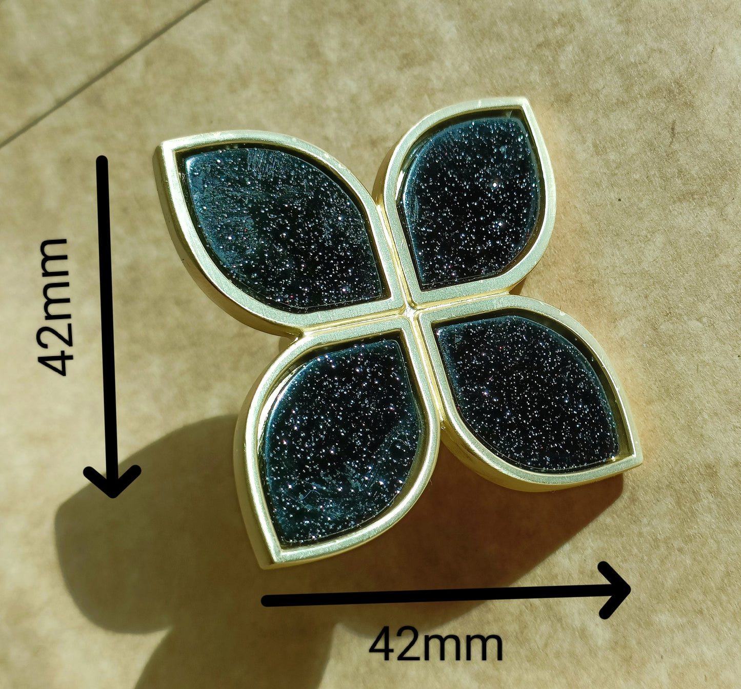 Clover shaped gold drawer handle/Flower shaped cabinet handle with coloured resin inserts/Nursery decor door knobs/IKEA hack door pull