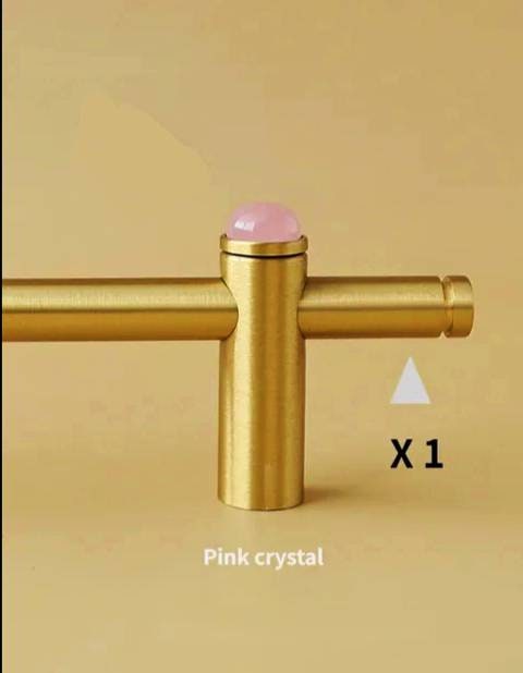 Gold brass and gemstone stud bar handle/Brass and stone drawer pull/Brass hardware for kitchen, bathroom or bedroom/Wardrobe door handle