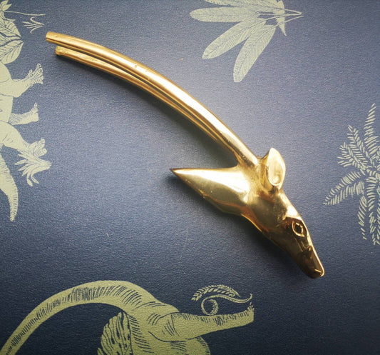 Solid brass gold antelope head drawer handle/Long horned gazelle cabinet pull/Sleek springbok head door handle/Zoo animal brass drawer knob