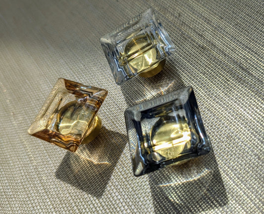 Antique style square cut glass decorative door knob/Vintage style glass cabinet handle/IKEA hack drawer pull/square decorative door handle