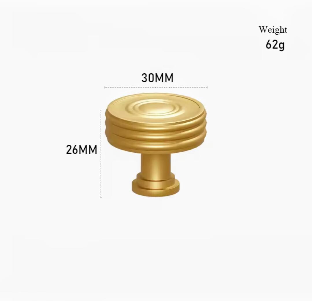 Ridged gold brass cabinet bar handle/Matte finished solid brass drawer pull/Gold brass door handle/Gold brass furniture hardware/Door knob