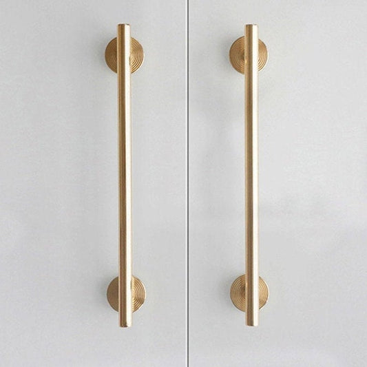 Shiny Gold Brass 8mm or 10mm thick bar pull handle with round backplates/gold drawer pull/kitchen furniture hardware/retro gold door handle
