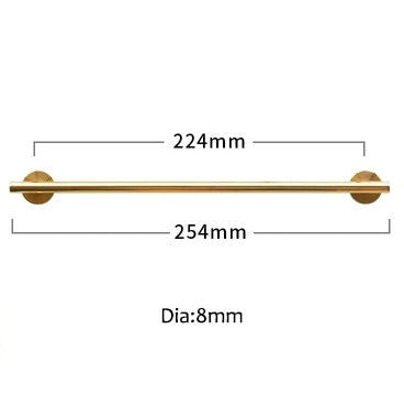 Shiny Gold Brass 8mm or 10mm thick bar pull handle with round backplates/gold drawer pull/kitchen furniture hardware/retro gold door handle