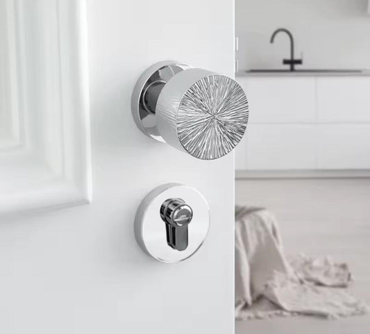 Silver Chrome Interior Door Mortise Lock Handle Set/Silver MCM Style Mortise Door Knob Set/Interior Brass Door Hardware/Brass Door Furniture