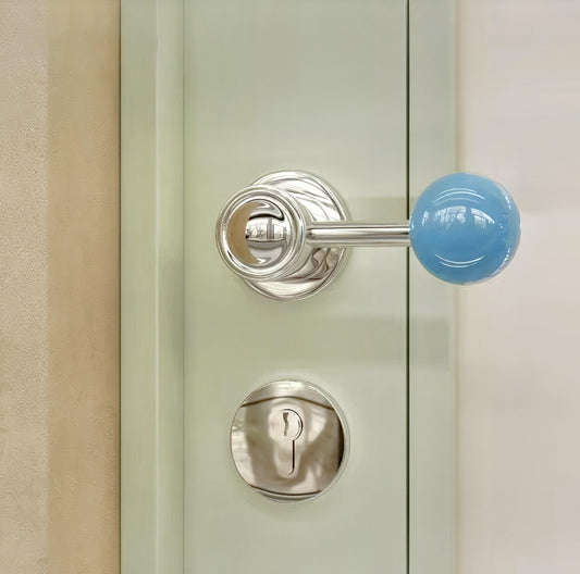 Silver Crystal Interior Door Mortise Lock Handle Set/Luxury Interior Door Knob Set/Interior Gemstone Door Hardware/Brass Door Furniture